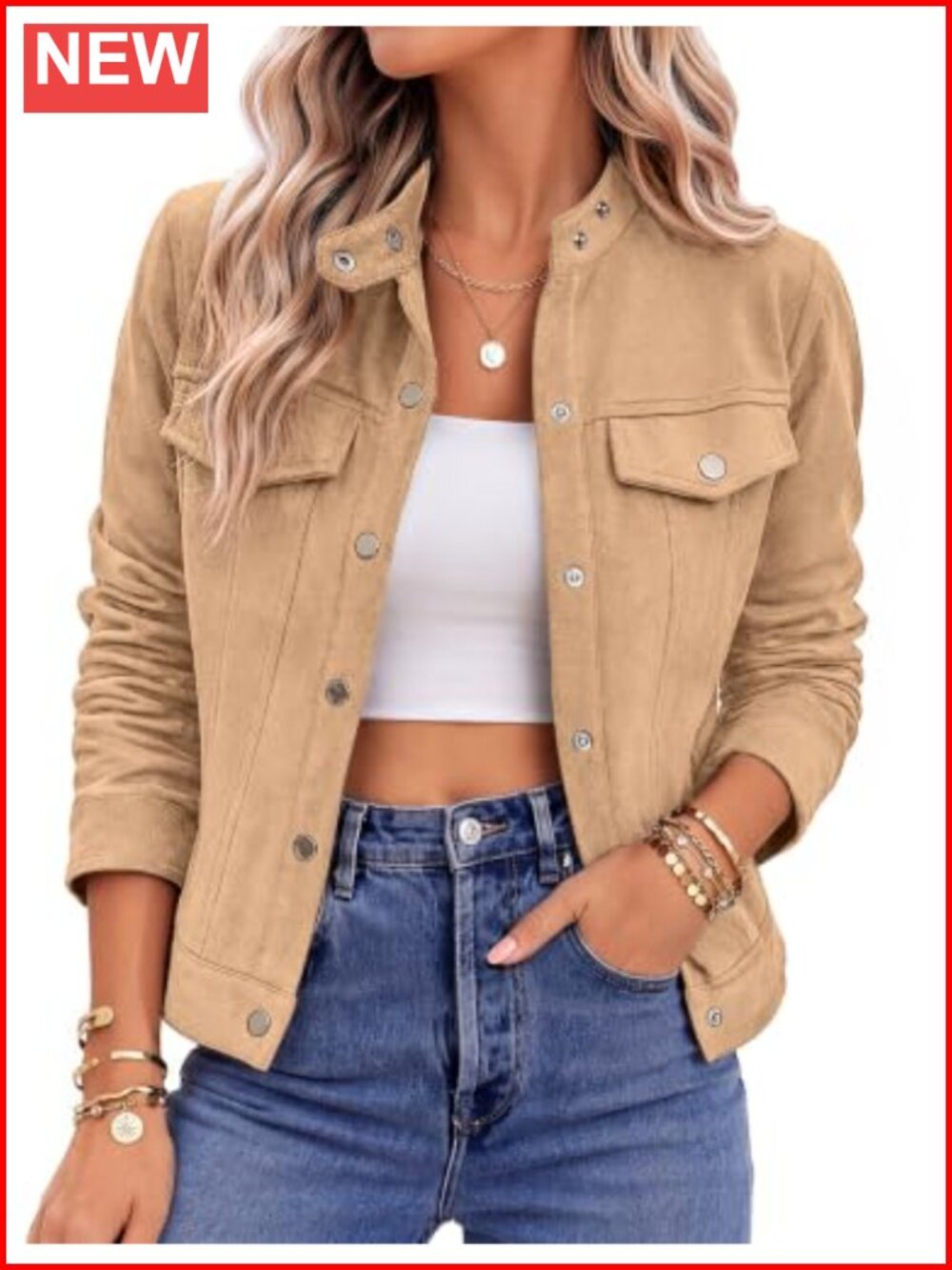 Faux Suede Cropped Jacket Women Trendy Fall Shackets Coat